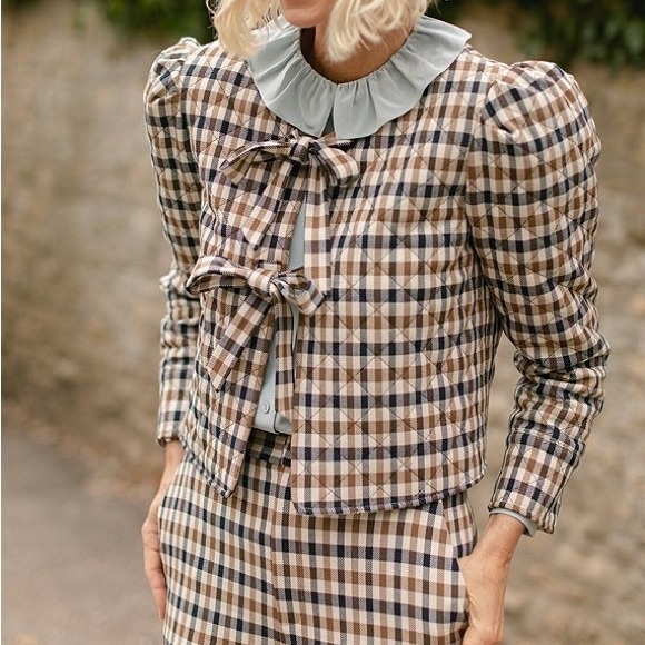 ANTONIO MELANI Checkered Blazer - Brown, Black, and Cream - Picture 9 of 9